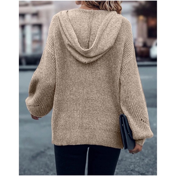 Cozy Button Hoodie Oversized Sweater Top - Picture 9 of 10